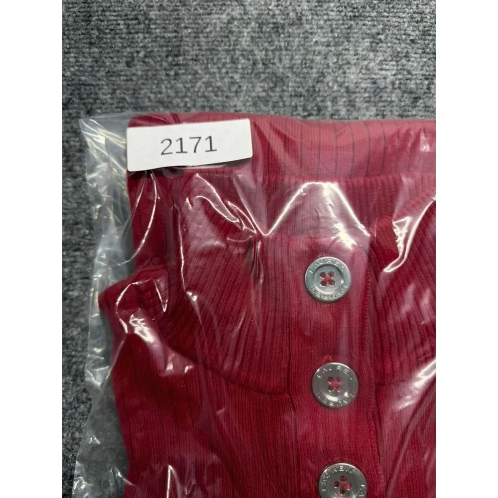 Lauren Jeans Co Ralph Lauren Womens L Red 100% Cotton Ribbed Mock Neck Sweater